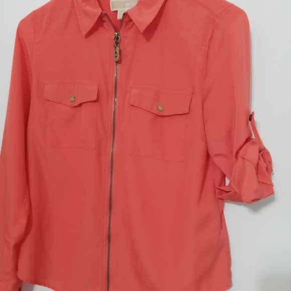 Michael Kors full zip roll tab sleeves "Shacket" - Picture 9 of 13